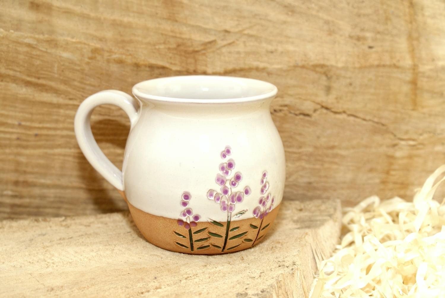 Ceramic Mug w/ Lavender Design - 4.5